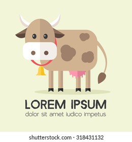 Vector Cow Logo Flat Illustration