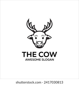 Vector cow mascot illustration logo design 