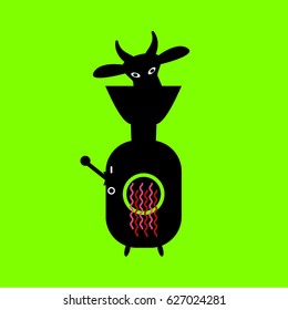 Vector of a cow in a meat grinder.