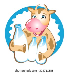 Vector cow milk on the label for your design