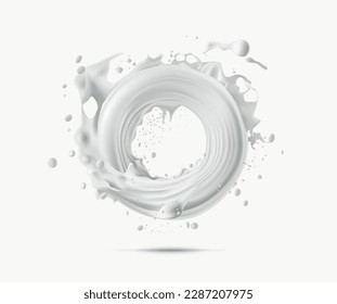 vector cow milk splash 3d natural look design