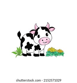 Vector cow milk with white background.