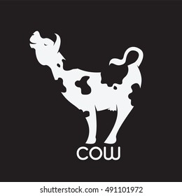 Vector of cow on black background.