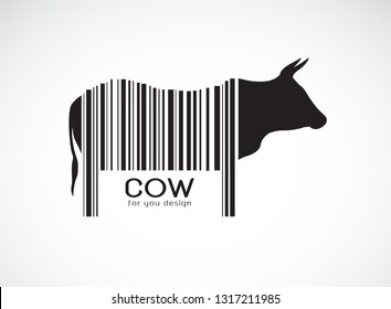 Vector de vaca en el cuerpo es un código de barras. Animales de granja. Diseño de vaca. Ilustración vectorial en capas fácil de editar.