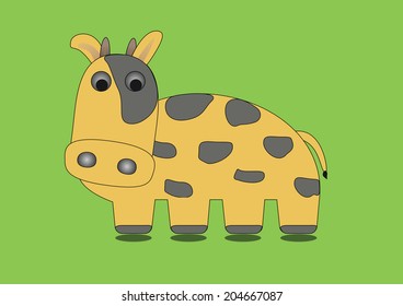 vector. cow on green background