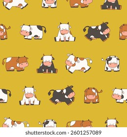 Vector Cow Pattern Illustration Seamless for Wallpaper Background Cover Packaging