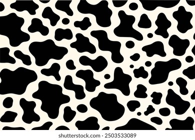 Vector cow print pattern. Cow skin texture background vector illustration. Perfect for printing. Abstract doodle shapes