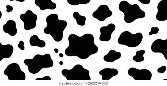 Vector cow seamless pattern. Black and white animal skin texture background