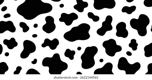 Vector cow seamless pattern. Black and white animal skin texture background