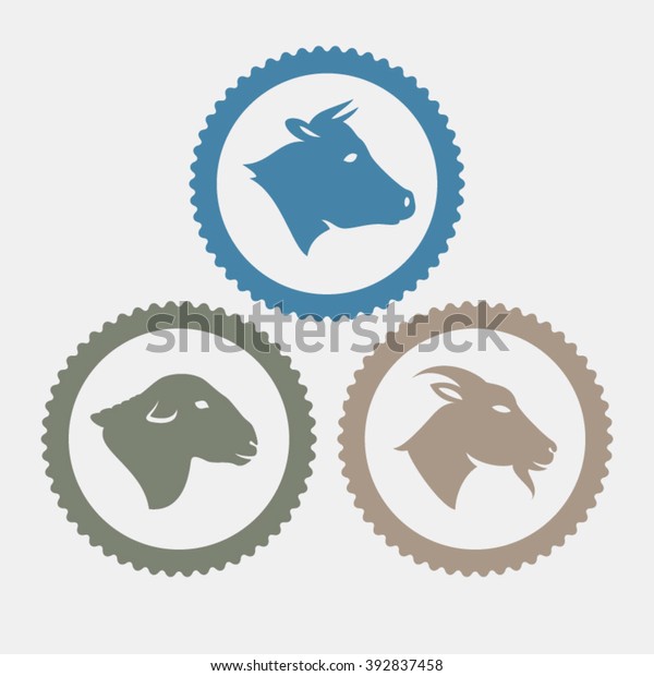 Vector Cow Sheep Goat Icon Badges Stock Vector (Royalty Free) 392837458