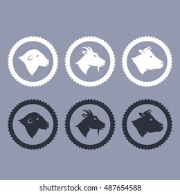 Vector Cow Sheep And Goat Icons