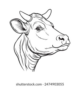 
Vector cow silhouette head illustration 