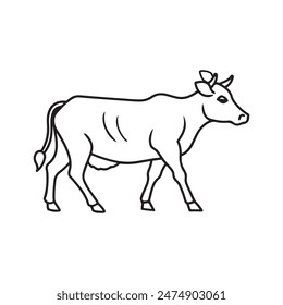 
Ilustración de cabeza de silueta de vaca de Vector 