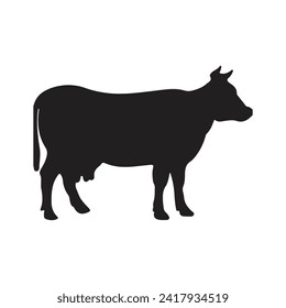 vector cow silhouette icon illustration isolated