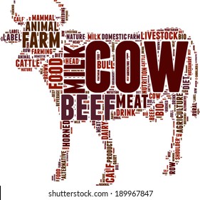 vector cow silhouette tag cloud illustration