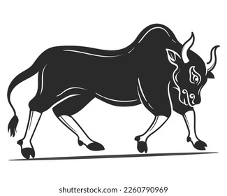 Silhouette de vaca vectorial con fondo blanco