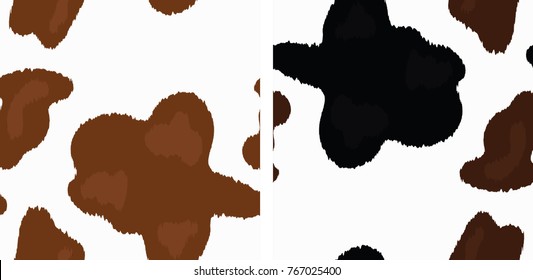 Vector Cow Skin Print. Light Brown Cow Skin Background. Black and Brown Cow Skin Pattern
