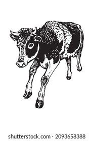 Estancia de vaca vectorial, aislada en ilustración blanca, animal de granja