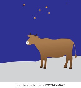 vector the cow stands alone on the ground