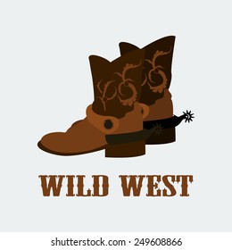 vector cowboy boots wild west. Vector format eps 10. Flat colors