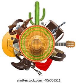 Concepto de vaquero de Vector con sombrero