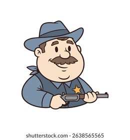 vector cowboy with hat cartoon style
