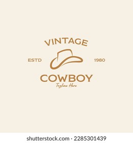 Vector cowboy hat logo design concept illustration template idea