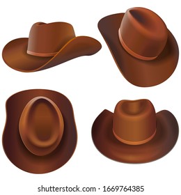 Vector Cowboy Leather Hats isolated on white background