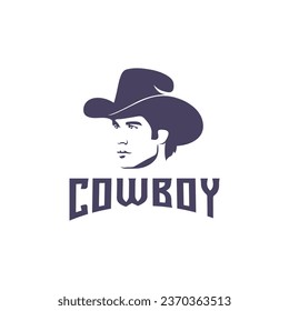 vector cowboy logo in simple silhouette style