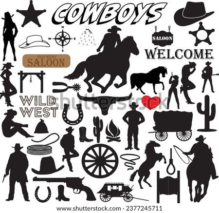 Vector - Cowboy Old West Silhouettes	