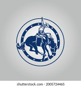 Vector Cowboy Practicing Rodeo Logo