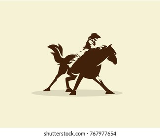 Vector of Cowboy riding wild horse