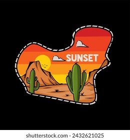 vector of cowboy rope with desert view perfect for print, apparel, etc
