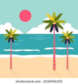 vector cozy beach background with calm wave