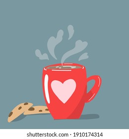 Vector cozy illustration with hot warming coffee.