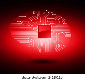 vector cpu computer technology, electronic concept. circuit board, brain