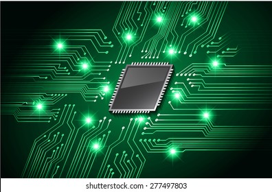 vector CPU computer technology, electronic concept. dark green circuit board. info graphics.