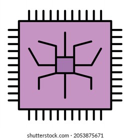 Diseño del icono de contorno de la CPU del vector
