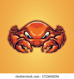 Vector crab cartoon character illustrations