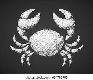 Vector crab. Chalk drawing on blackboard. Eps8. RGB Global color