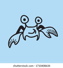 vector crab  doodle line icon