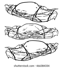 Vector crab drawing on a white background. Hand drawn monochrome seafood illustration. Great for menu, poster or label.