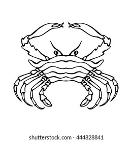 Vector crab logo isolated. Line  silhouette.