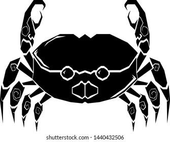Vector crab in a solid black style .