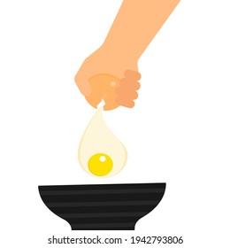 Vector of Crack an egg into a cup.