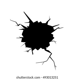 Vector Crack in wall / Hole in the wall / damage / poster . Abstract background. Vector illustration.