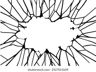 Vector Cracked crushed realistic glass