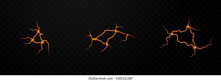 Vector cracked earth with lava PNG. Set of cracks with lava on an isolated transparent background. Lava, crack, magma PNG.