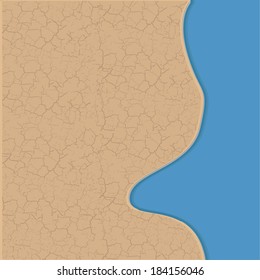 Vector cracked earth texture and water