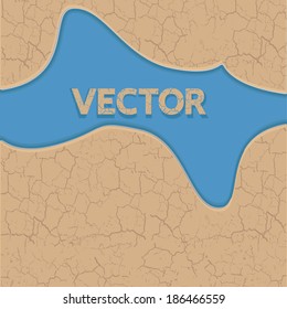 Vector cracked earth texture and water